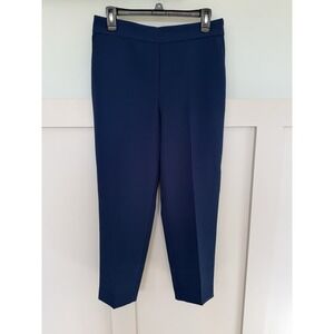 Ann Taylor Eva High Rise Straight Trouser Ankle Pant Minimalist Navy Blue 6P